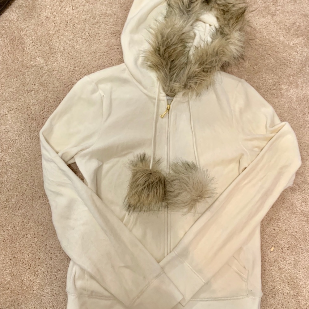 Juicy Couture zip-up fur velour hoodie